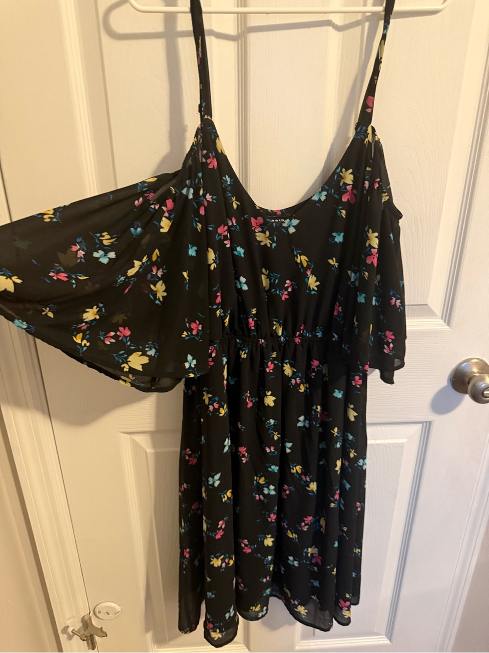 torrid Black Floral Cold-Shoulder Mini Dress